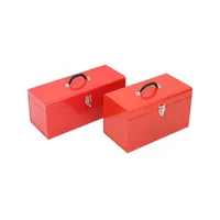 Boîte à outils portable en acier rouge personnalisée, étanche, avec plateau intérieur verrouillable, 3 compartiments, étui de rangement portable pour outils à main, petit modèle