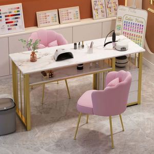 Mesa de Manicura Profesional Blanca <span class=keywords><strong>Turri</strong></span> con Doble Cajón, Diseño Moderno, Muebles para Salón de Uñas para Talleres - Product Image 2