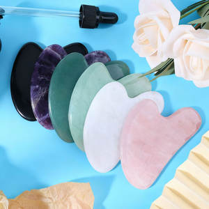 Herramientas de Guasha para el Cuidado de la Belleza de Coloridos Tonos de Fábrica, Piedra de Jade Morada, Blanca, Verde y <span class=keywords><strong>Rosa</strong></span> para el Cuidado Facial - Product Image 1
