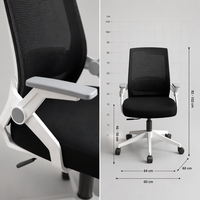 Chaise de bureau ergonomique moderne Panana pour la maison, avec dossier en maille, accoudoirs rabattables, vérin à gaz et rotation (Rouge)