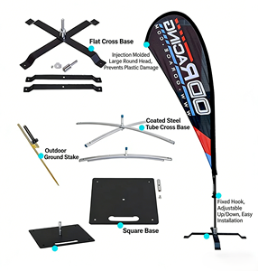 Kit Accessori per Bandiera da Spiaggia con Base a Croce, Palo per Terra, Sacca d'Acqua, Supporto per Bandiera a Goccia - Asta in Alluminio, <span class=keywords><strong>Materiale</strong></span> in Poliestere - Product Image 1