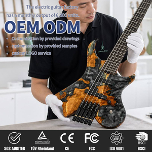 GALYDA 5 <b>String</b> Headless Bass Resin Burl <b>Top</b> Roasted Maple Neck Stainless Steel Frets Active Bass Wholesale - Product Image 1
