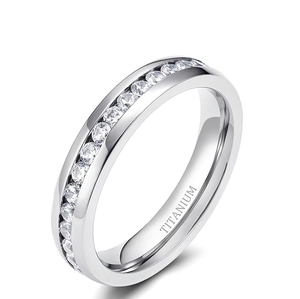 Gentdes personalizado 5mm plata titanio boda banda incrustaciones CZ piedra conjunto para él y ella para el aniversario de compromiso - Product Image 2