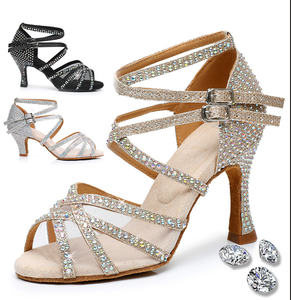 <span class=keywords><strong>Chaussures</strong></span> de Danse Latine pour Femmes, 8,5 cm, avec Strass pour la Danse de Salon, la <span class=keywords><strong>Salsa</strong></span>, la <span class=keywords><strong>Bachata</strong></span>, les Mariages, les Spectacles et les Fêtes, en Satin - Product Image 2