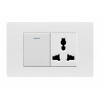 Interruptor y Enchufe Eléctrico de Pared Más Vendido, 2 Interruptores de 1 Vía + Enchufe de 3 Polos, Interruptor y Enchufe de PC Blancos