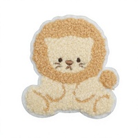 Patch en chenille personnalisé, motif lion de dessin animé, broderie appliquée, fabrication OEM, à thermocoller ou à coudre, pour vêtements d'enfants, sacs, chapeaux, vente en gros