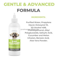 Limpiador de Oídos para Mascotas de Marca Privada OEM, Gotas para Lavar Oídos de Perros y Gatos con Aloe Vera y Aroma a Pepino, Solución Suave para el Cuidado de las Orejas