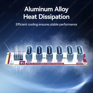 Adaptador JEYI M.2 para SATA [6 Portas] Cartão M-Key para SATA III 6Gbps Suporte SSD/HDD para PC Desktop Chip ASM1166 com Indicador LED - Product Image 5