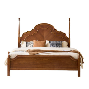 Lit double 1,8 m <span class=keywords><strong>en</strong></span> chêne massif de style rétro américain, style français du milieu du siècle, multifonctionnel, couleur cerisier, haut de gamme pour <span class=keywords><strong>chambre</strong></span> principale - Product Image 6