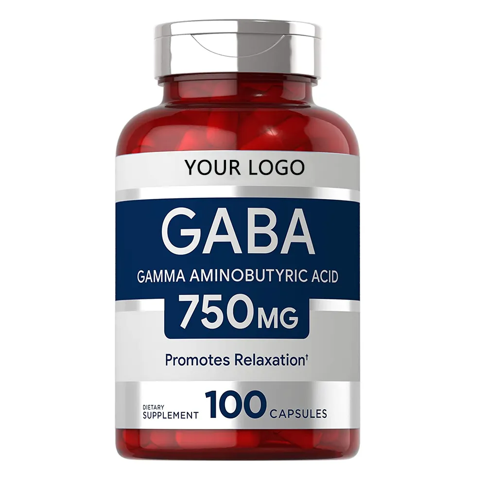 Капсулы GABA гамма-аминомасляная кислота 750 мг для снятия стресса витамин без ГМО без глютена