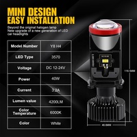 Phare LED Y8 H4 80W Plug and Play Sunshiny avec projecteur de phare LED de 2 pouces et accessoires de voiture