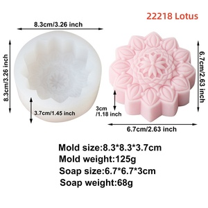 Hình Học Silicone Cổ Điển Hình Dạng Hoa Sen Phẳng Hoa Mẫu Đơn Handmade Xà Phòng Nến Khuôn Cho Tự Làm Thanh Lịch Hoa Sen Sô Cô La Mooncake Khuôn - Product Image 6