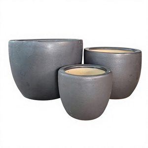 Modern Glazed Black <b>Ceramic</b> Flower <b>Pot</b> Drainage Hole Eco-Friendly Indoor/Outdoor Planter for Garden Green Plants Red Floral - Product Image 1
