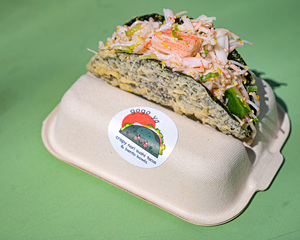 Porta Tacos de Sushi de Caña de Azúcar, con Etiqueta Personalizada, Ecológico, Compostable, Biodegradable, para Llevar - Product Image 1