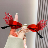 Nouvelles lunettes de soleil pour femme, design tendance, couleur transparente, luxe, sans monture, diamant, perle