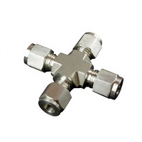 Raccords hydrauliques à quatre voies à double ferrule en acier inoxydable 304/316 sur mesure, 6 mm, 8 mm, 10 mm, 12 mm