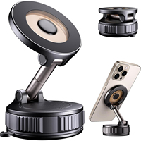 Pemegang Ponsel Magnetik untuk Dashboard Mobil dengan Suction Cup, Teleskopik, Dapat Diputar, Dudukan dari Paduan Seng untuk (Hitam)