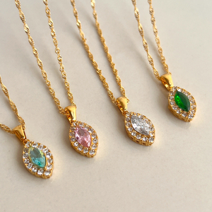Collane con Zirconi Smeraldo e Diamanti per Donne, Gioielli in Acciaio Inossidabile Placcato Oro 18K, Colliers Bijoux Collares Joyas Colar Joias - Product Image 2