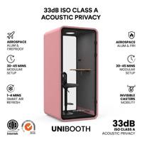 UNIBOOTH Cabine Acoustique Mobile Moderne pour Bureau Ouvert, ISO 23351, Réduction du Bruit 33dB, Ignifuge, Installation en 30-45 Min