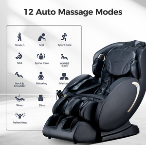Fauteuil de massage 3D à gravité zéro, fauteuil inclinable Shiatsu pour tout le corps avec commande par application, mobilier moderne et confortable pour salon en noir - Product Image 3