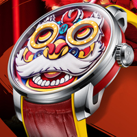 Montre homme LUCKY HARVEY série Zhiqu, lion éveillé, poupée mobile, entièrement automatique, mécanique, luminescente