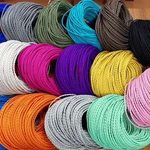 Colored fabric cotton twisted braided electrical wire cable 2*0.75mm Edison pendant lighting 2 core power cord wire for DIY lamp