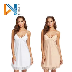 Women Low Cut Chemises Lingerie Sleep Wear Slip Dress Sexy Sleeveless Lace Night Dress For Woman