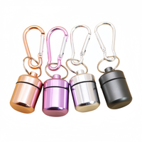 Boîte de rangement pour médicaments en alliage d'aluminium de forme ronde, étanche, mini boîte d'emballage en métal pour écouteurs avec porte-clés, vente en gros