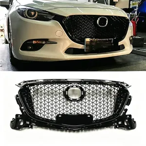 Grille de radiateur en nid d'abeille noire StarNav pour pare-chocs supérieur de voiture, compatible Mazda 3 Axela 2014-2019, style course, pour modification - Product Image 5