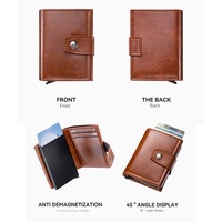 Tempat kartu kredit Bank Retro Pria Wanita, dompet minimalis cerdas Rfid logam Anti pencurian, tempat kartu tunai Bank hitam kulit PU untuk pria dan wanita