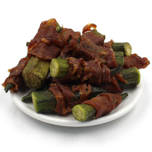 Snack Secchi ad Alto Contenuto Proteico <span class=keywords><strong>per</strong></span> <span class=keywords><strong>Cani</strong></span>, Produttori all'Ingrosso, Cibo <span class=keywords><strong>per</strong></span> Animali con Pollo e Anatra Avvolto in Okra a Forma di Fiocco di Neve 100g - Product Image 2