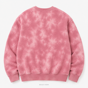 Sudadera unisex de cuello redondo personalizada, de alto gramaje, 400 GSM, de algodón, pana <span class=keywords><strong>y</strong></span> bambú, con refuerzo, panel en blanco para logotipo <span class=keywords><strong>y</strong></span> efecto tie-dye rosa - Product Image 3