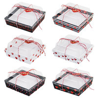 Boîte de pâtisserie pour la Saint-Valentin avec couvercle en PET transparent, jetable, pour pâtisseries, biscuits, gâteaux au chocolat, à emporter, boîte cadeau en papier pour desserts