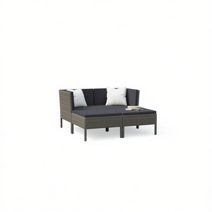 Grey Pe <b>Rattan</b> Garden Furniture Set 3 Seater Outdoor <b>Sofa</b> With Powder Coated Steel Frame - Product Image 1