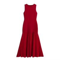 Robe KAR&OT ZA Femme 2025 Début d'Automne Nouvelle Maille Unie Col Rond Sans Manches Brodée 4192153