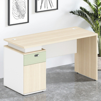 Bureau de direction commercial au design moderne et épuré, avec piétement réglable en hauteur, en bois, pour ordinateur, avec tiroirs