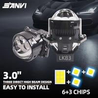 Phares LED de voiture neufs LK83 haute puissance 60W à lentille bifocale 3 pouces, triple effet laser, ultra-lumineux 12V pour vision de près et de loin