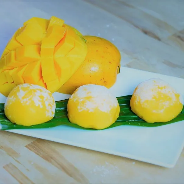 Helal dondurulmuş Daifuku tatlı Mochi pirinç kek Mango lezzet ihracat için OEM malezya
