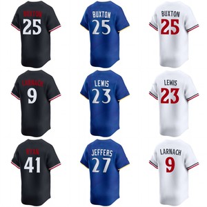 Maglia da baseball cucita da uomo Minnesota con numeri 25 Byron Buxton, 41 Joe Ryan, 23 Royce <span class=keywords><strong>Lewis</strong></span>, 23 Ryan Jeffers, 27 Trevor Larnach - Product Image 1