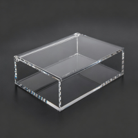 Boîte de présentation en acrylique PMMA transparente, vitrine anti-poussière en plexiglas, découpe laser, logo personnalisé pour figurines et objets de collection