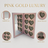 Paleta de Maquillaje Magnética con Tapa de Espejo en Forma de Corazón Rosa, Caja de Papel Vacía de 8 Compartimentos para Sombra de Ojos, Colorete y Cosméticos, Venta al por Mayor de Fábrica