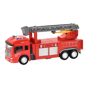 Metalen Gegoten Brandweerwagen Speelgoed Voor Kids Zinklegering Speelgoed Voertuigen Model Auto Pull Back Met Muziek En Licht
