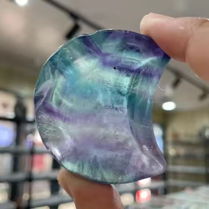 Gran oferta, cuenco <span class=keywords><strong>de</strong></span> <span class=keywords><strong>luna</strong></span> <span class=keywords><strong>de</strong></span> fluorita, artesanía curativa <span class=keywords><strong>de</strong></span> espeleología <span class=keywords><strong>de</strong></span> cristal excavado a mano para regalos y decoraciones, venta al por mayor - Product Image 2