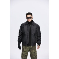 Blouson Bomber Homme Automne Décontracté Écologique Imperméable Rembourré 100% Nylon Col Montant Épais Coupe-Vent Coupe Ample Fermeture Éclair