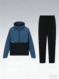 Completo Sportivo da <span class=keywords><strong>Uomo</strong></span> Personalizzato Antivento con Felpa e Pantaloni, Stampa Autunnale, Giacca Antivento e <span class=keywords><strong>Tuta</strong></span> Sportiva in Tessuto Intrecciato - Product Image 3