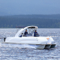 2025 nouveau pas cher poisson croisière fête bateau 12 personnes ponton bateaux grand aluminium loisirs coque pêche Style ponton bateau pour barbecue