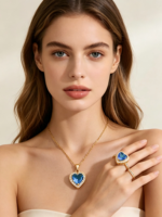 Collier Titanic Tendance, Bijou Classique Cœur de l'Océan avec Pierre Précieuse Multicolore en Cristal, Élégant et Délicat pour Femme