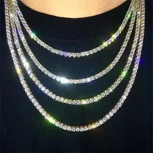 Trend Full Diamond Gold Silver Square Claw Chain Rhinestone Necklace Accessories Blingbling Tennis Choker Jewelry