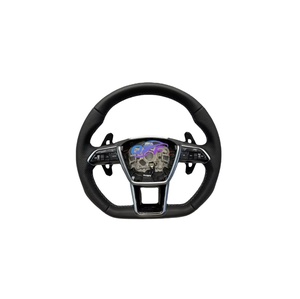 Avec bouton de démarrage <span class=keywords><strong>S</strong></span>-<span class=keywords><strong>Line</strong></span> Demi <span class=keywords><strong>volant</strong></span> en carbone Alcantara pour Audi Q8 SQ8 A3 A4 B9 A5 B8 A6 C7 A7 S3 S4 RS3 RS5 RS7 RS6 C8 - Product Image 1