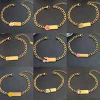 Nueva Pulsera Infantil de Oro de 18k con Diseño de Flores y Gotas de Aceite, Múltiples Patrones, Sin Decoloración